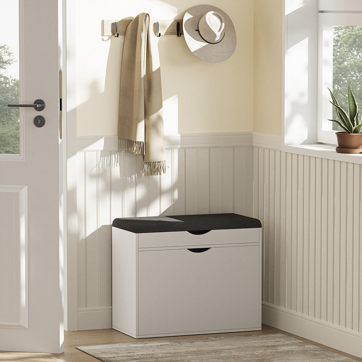 BOTNÍK S LAVICÍ Schufy Bílá - bílá, kompozitní dřevo (60/51/30cm) - Vicco