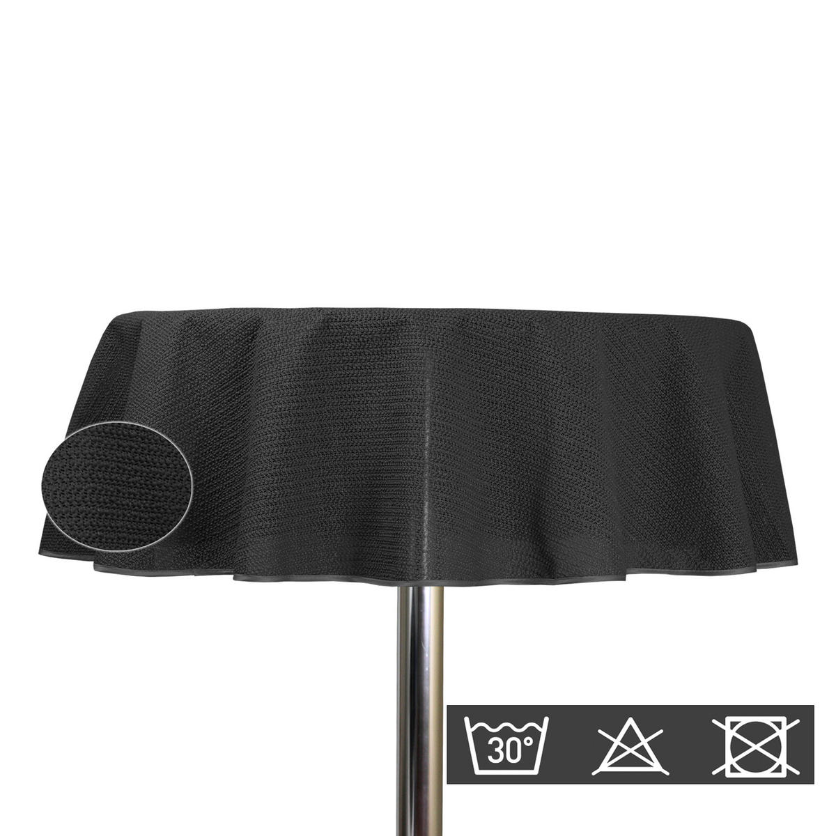 GARTENTISCHDECKE rund 140 cm Schwarz - Schwarz, Kunststoff (140cm) - TiborTex