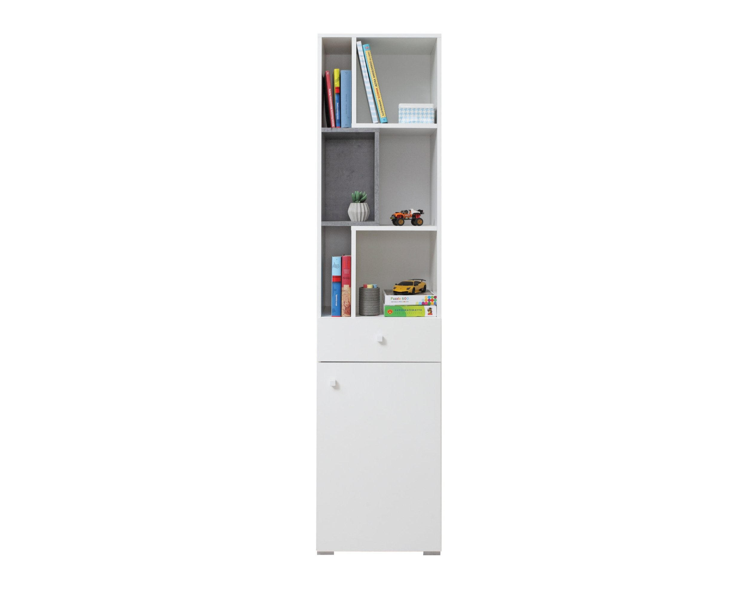 KINDERREGAL SIMON 08 45/40/190 Weiß/Grau - Weiß/Grau, Holzwerkstoff (45/190/40cm) - Deine Möbel 24