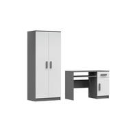 KINDERZIMMER-SET INGE IV 2-teilig in Weiß+Grau/Grau - Weiß/Grau, Holzwerkstoff (190/192/50cm) - Deine Möbel 24