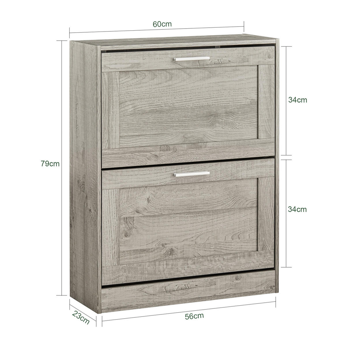 SCHUHSCHRANK Grau - Grau, Holzwerkstoff (60/79/23cm) - SoBuy