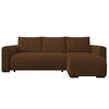 ECKSOFA DORA L, Eckcouch in L-Form mit Schlaffunktion und Bettkasten, Farbe: Braun, Bouclé-Stoff, Ottomane Rechts - Braun, Textil (240/143cm) - Storez24