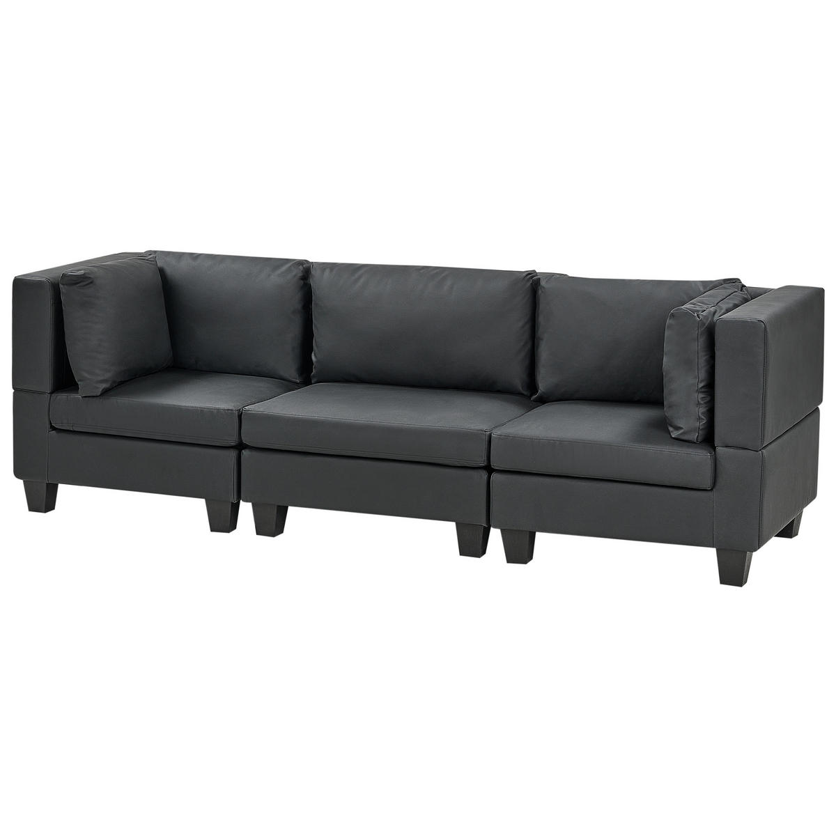 3-SITZER-MODULSOFA Schwarz Kunstleder Unstad - Schwarz, Kunststoff (228/72/76cm) - Beliani