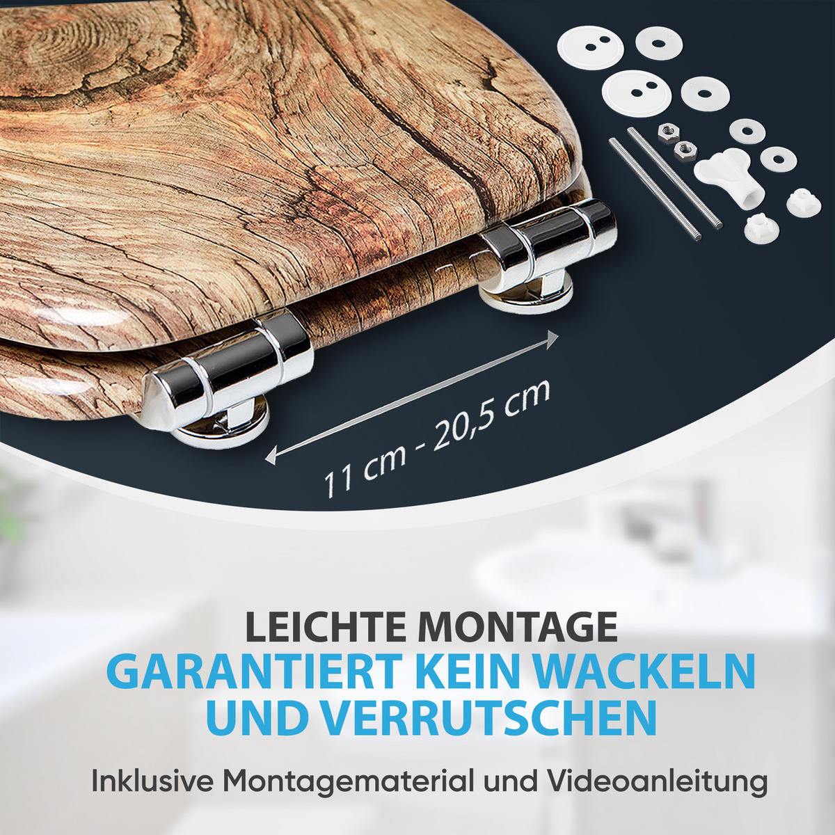 WC-SITZ mit Absenkautomatik Rustikal - Braun, Holzwerkstoff (38/6/47cm) - Sanilo