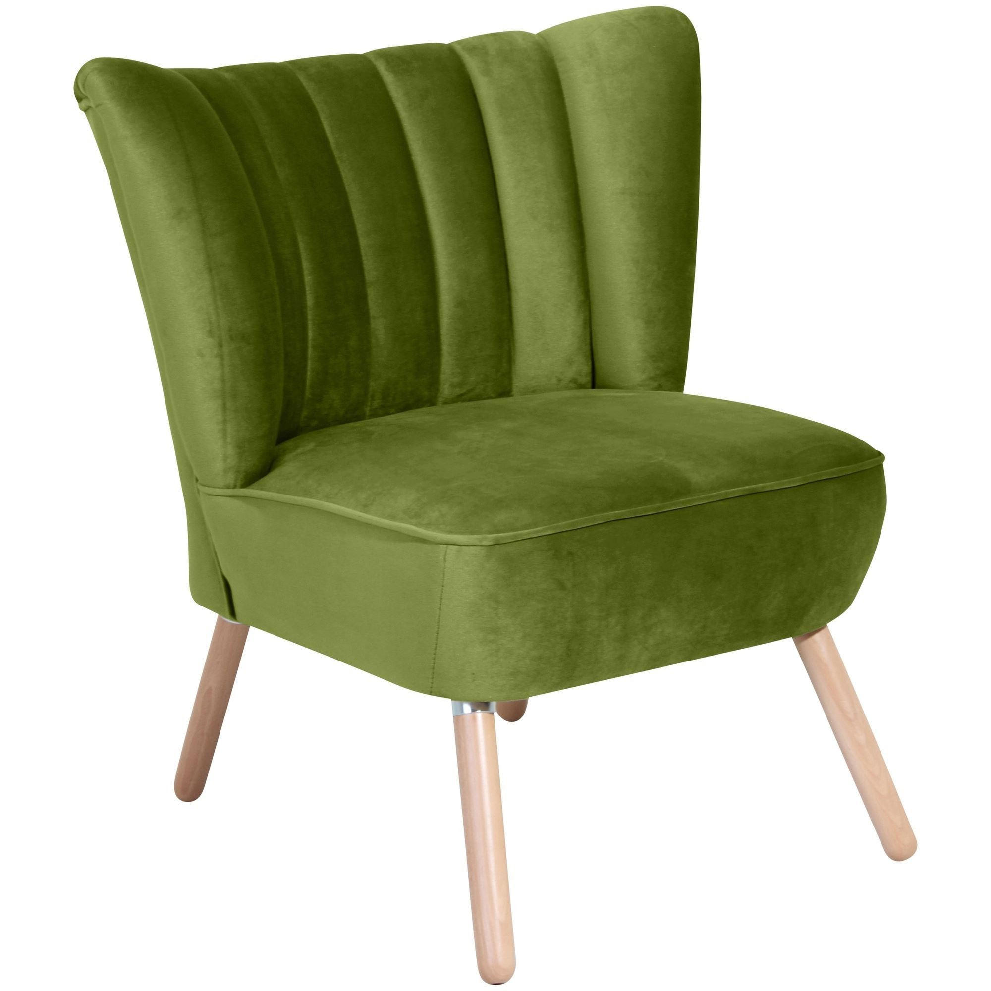 SESSEL Kadisha Bezug Samtvelours Buche natur / oliv - Grün, Kunststoff (70/80/66cm) - 58aufmkessel