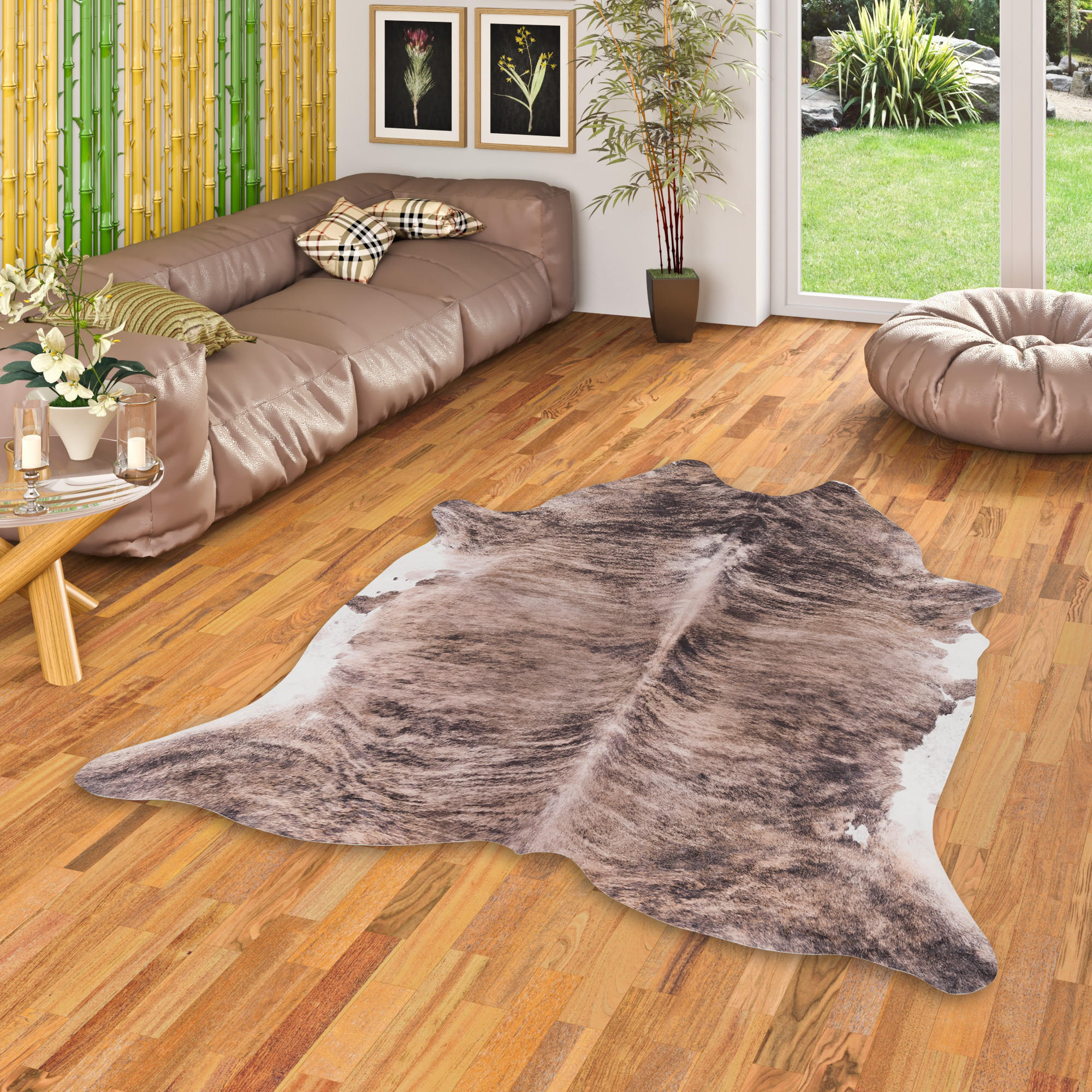 KUNSTFASER TEPPICH RINDERFELL - Beige/Braun, Textil (125/160cm) - Pergamon