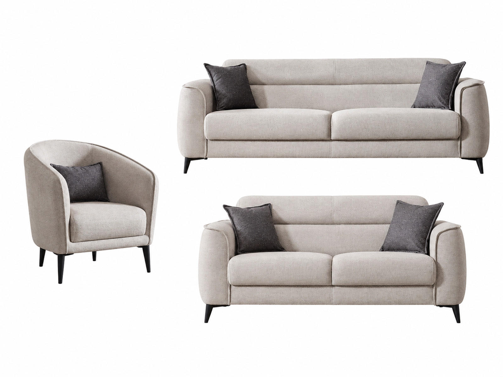 SITZGARNITUR Acapulco, Beige Stellvariante 3+2+1 - Beige, Holzwerkstoff/Kunststoff (237/87/98cm)