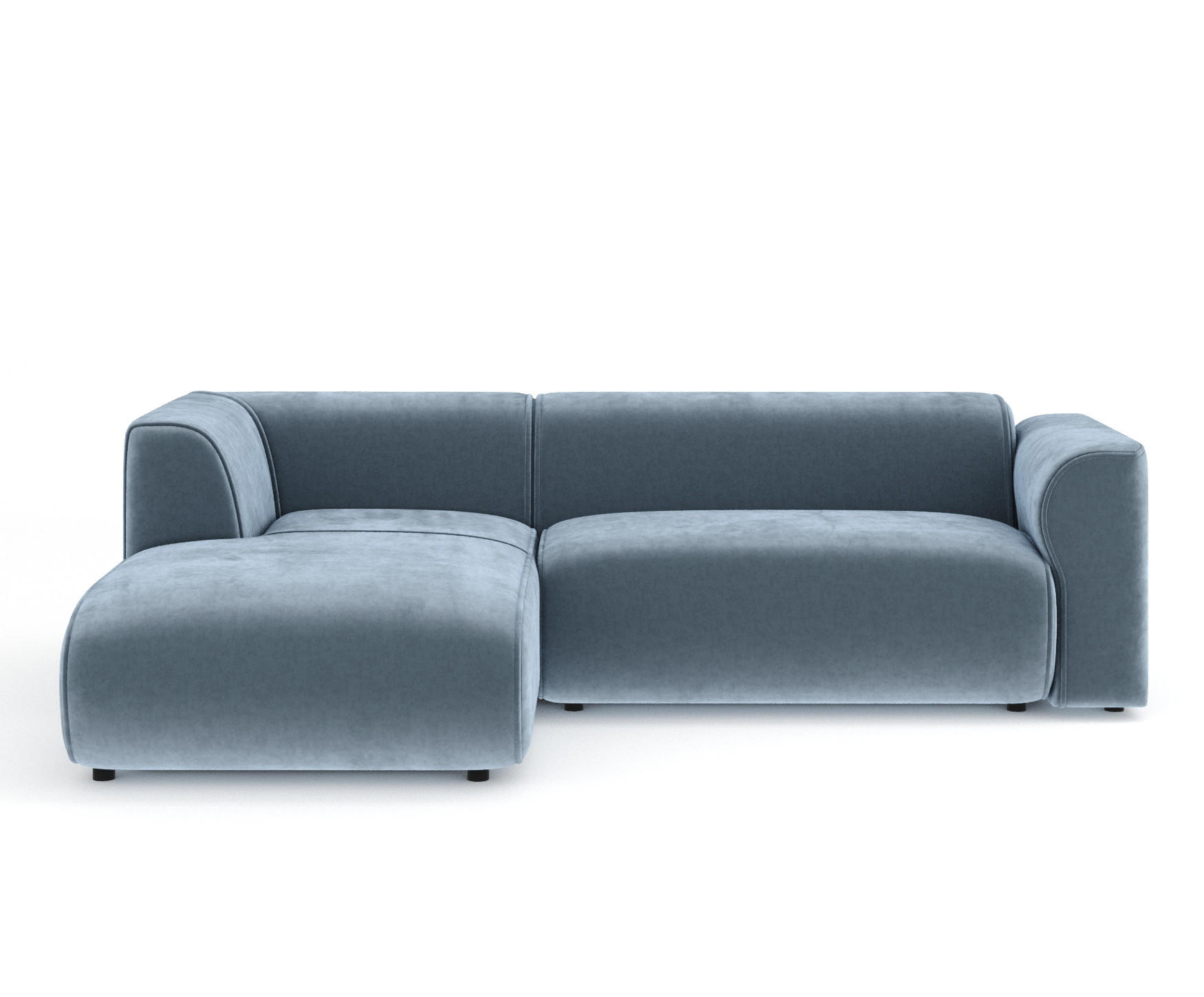 ECKSOFA Melani Blau Samtstoff - Blau/Schwarz, Holz/Holzwerkstoff (253/153cm) - Maison de Reve