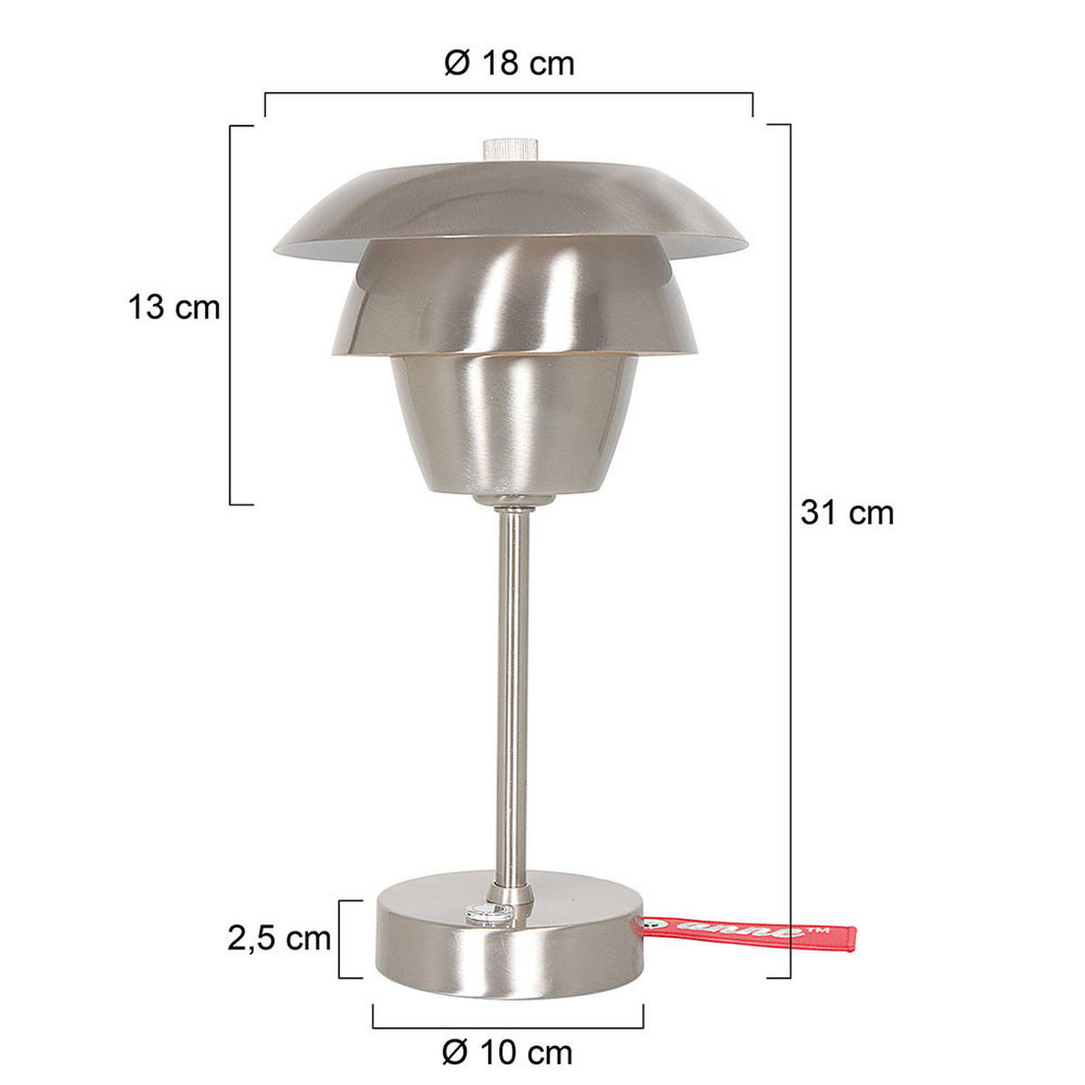TISCHLEUCHTE Bordlampe Silber Metall - Silberfarben, Metall (18/18/31cm)