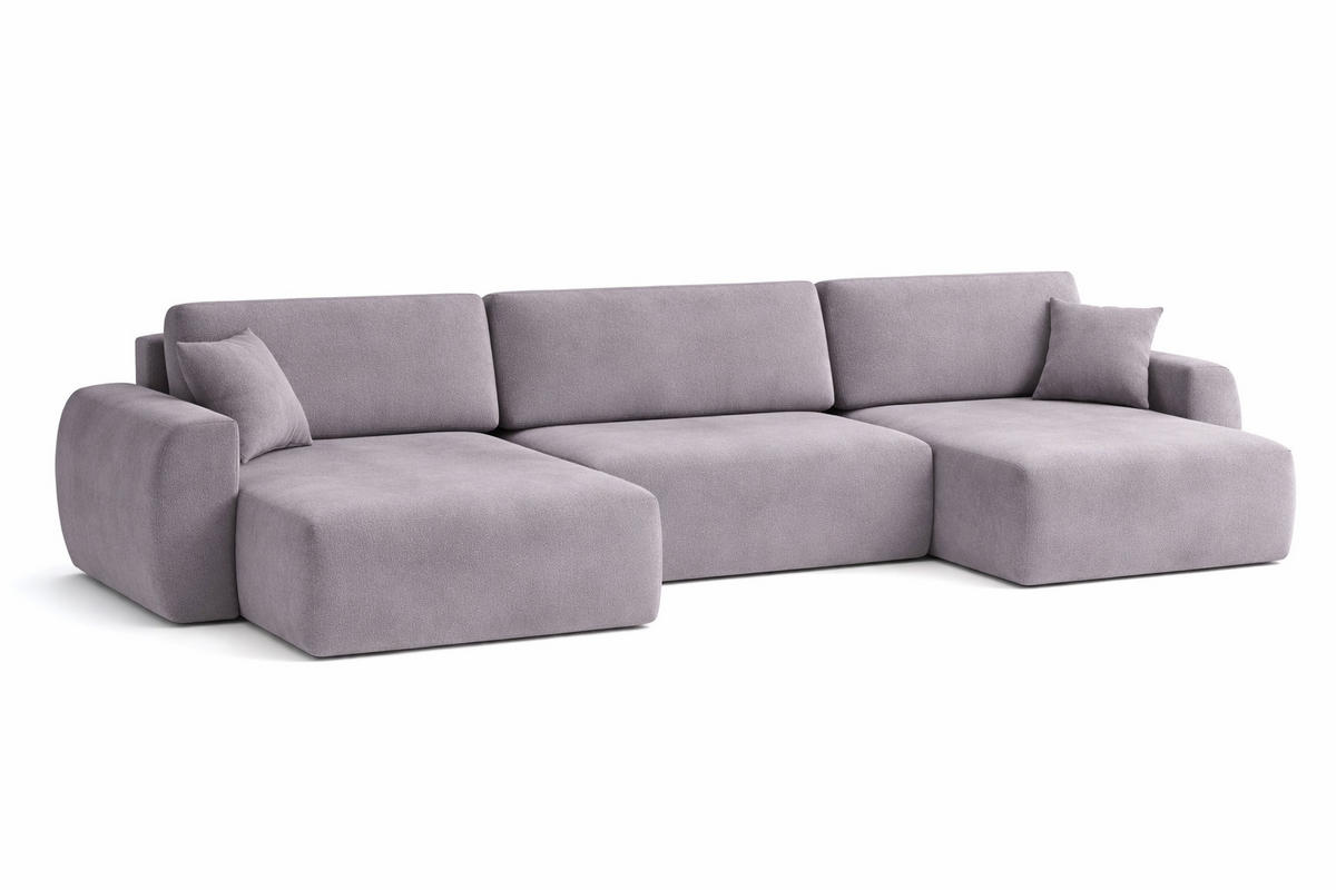 ECKSOFA Mit Schlaffunktion Und Bettkasten U-Form Ariel U, Veloursstoff Salvador, Grau - Grau, Holz (342/142cm) - Kaiser Möbel