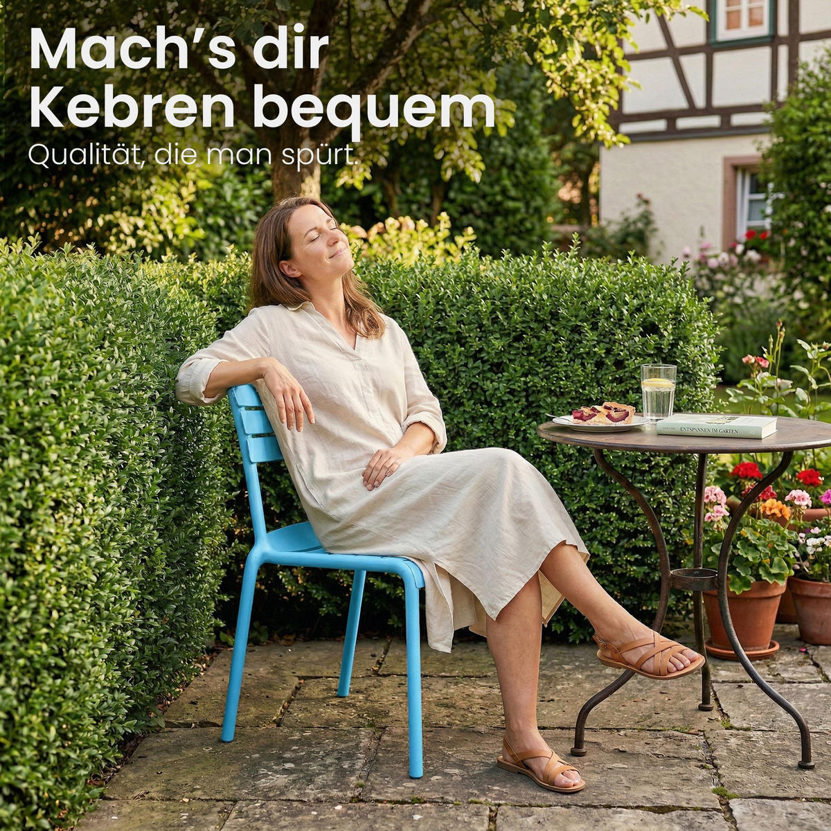 GARTENSTUHL Kunststoff Blau - Blau, Kunststoff (49/82/59cm) - CLP