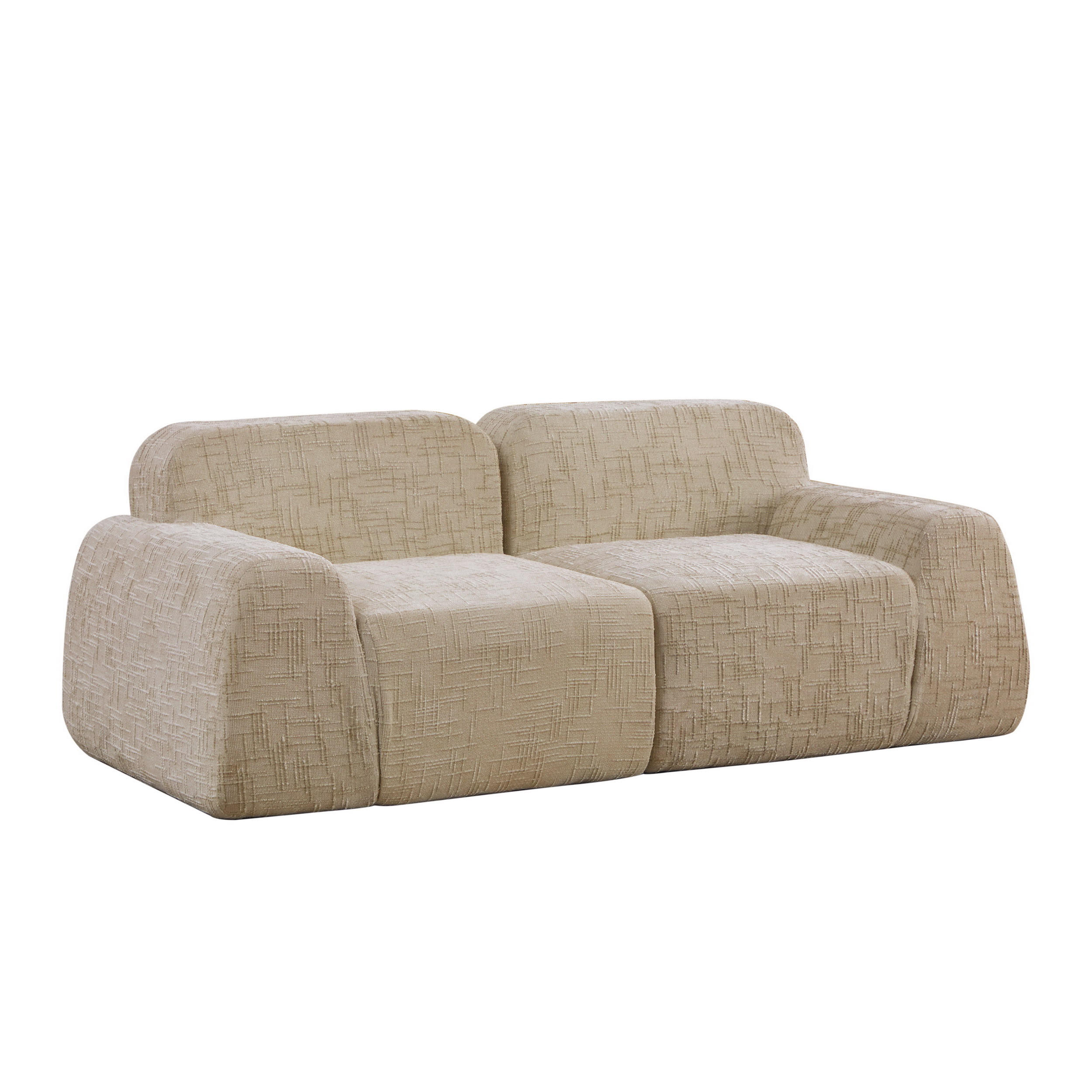 2-SITZER SOFA Chenille Hellkhaki ohne Montage - Hellbraun, Textil (198/73/90.5cm) - WISHDOR