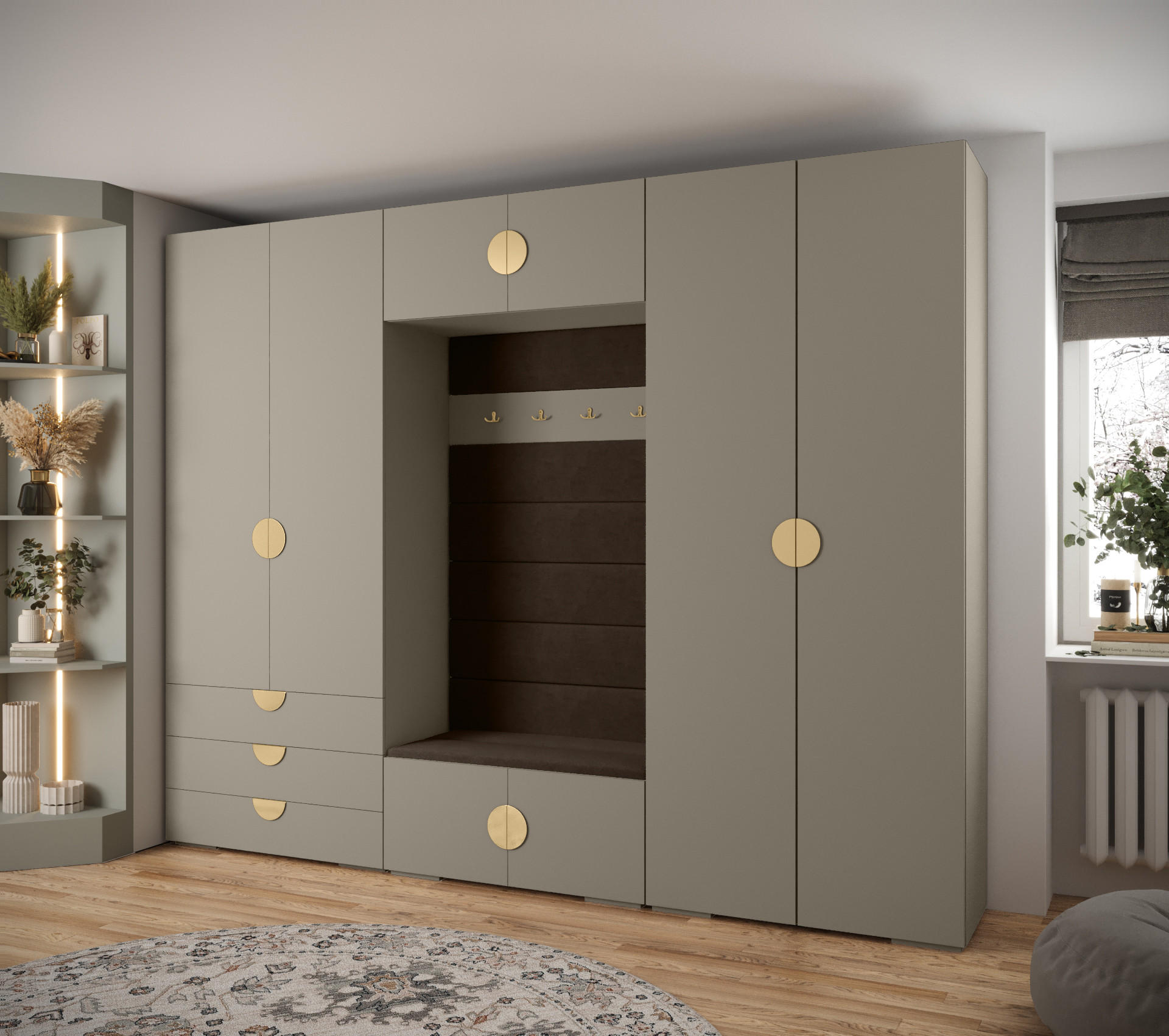 GARDEROBEN-SET 236,7/300/47 - Kaschmir/Goldfarben, Holz/Kunststoff (300/236.7/47cm) - Abiks Möbel
