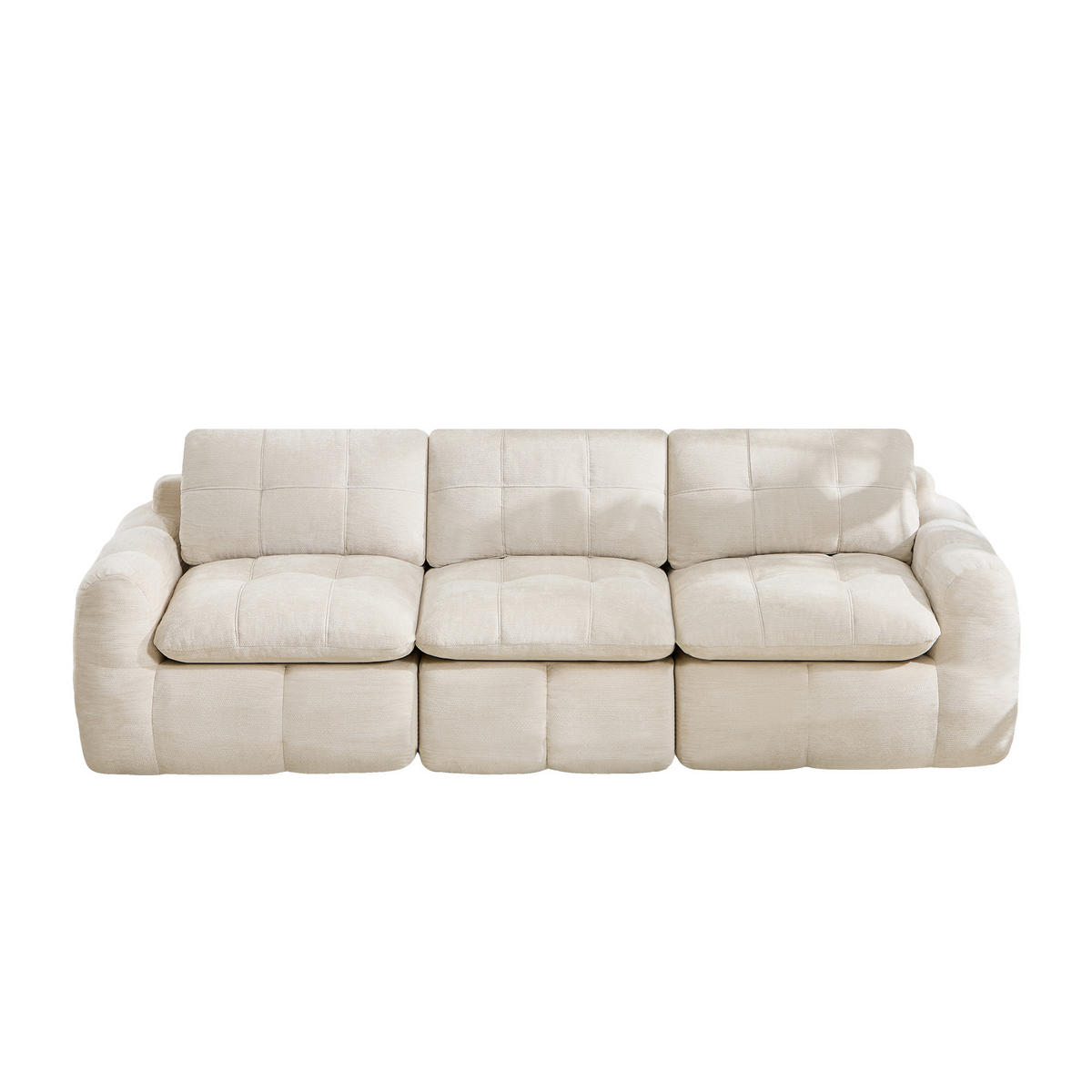 3-SITZER-SOFA DE-34464 Karostepp-Design und 32D-Schaum Beige - Beige, Textil (97/68/264cm) - ComfortXL