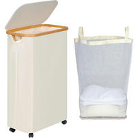 WÄSCHEKORB mit Rollen 75L Beige - Beige, Textil (25.5/70/44cm)