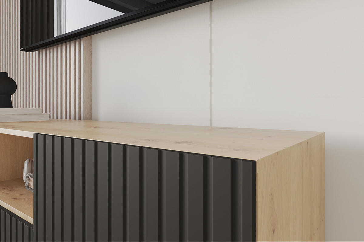 LOWBOARD KITO-S 140x50x41 cm - Artisan / Schwarz - Schwarz/Eiche Artisan, Holzwerkstoff (140/50/41cm) - ALTDECOR