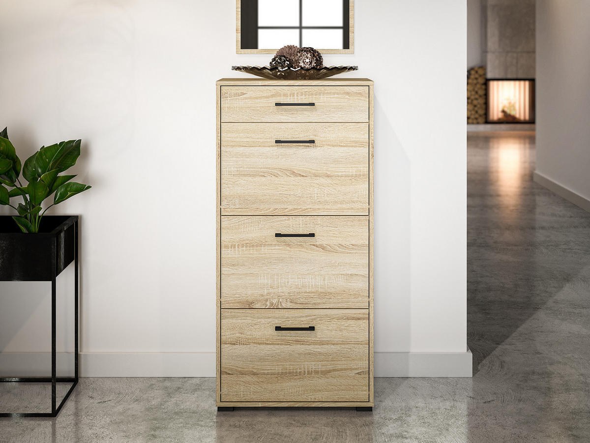 SCHUHSCHRANK Caro Sonoma Eiche hell 60 / 34 / 126cm - Braun/Sonoma Eiche, Holz/Holzwerkstoff (60/126/34cm) - Feldmann-Wohnen