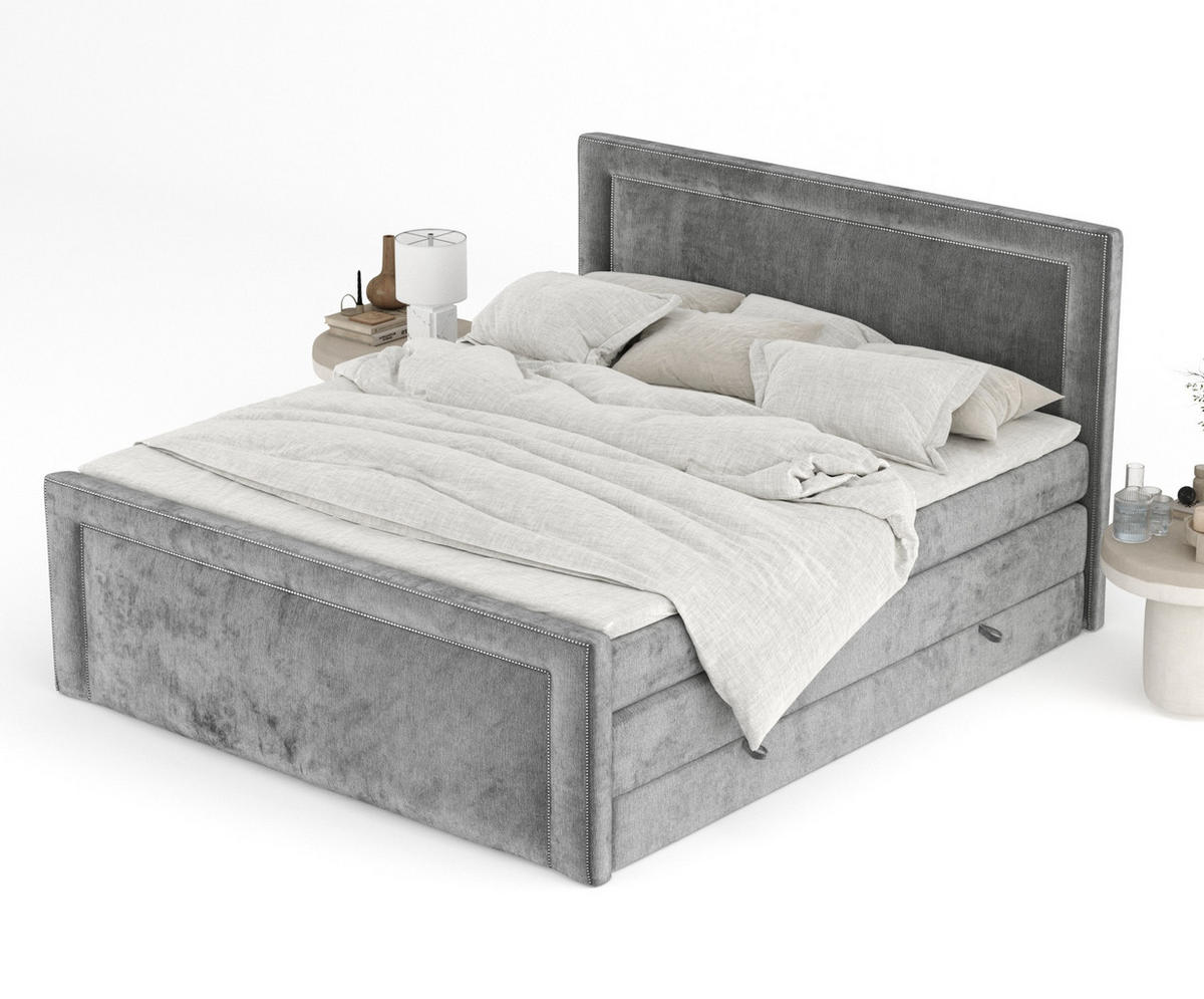 BOXSPRINGBETT Luxora Grau 160/200 cm - Schwarz/Grau, Holz/Holzwerkstoff (160/200cm) - Maison de Reve