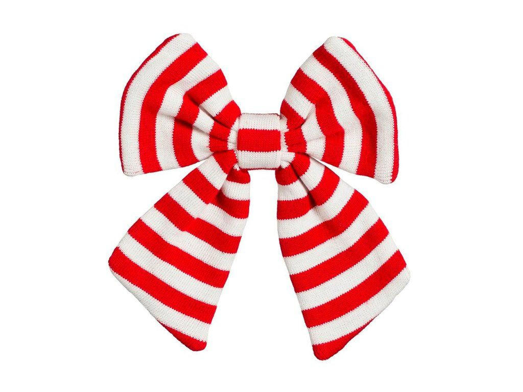 SCHLEIFE mit roten und weißen Streifen 20 cm - Rot/Weiß, Kunststoff/Textil (20/17/2.5cm) - LAALU