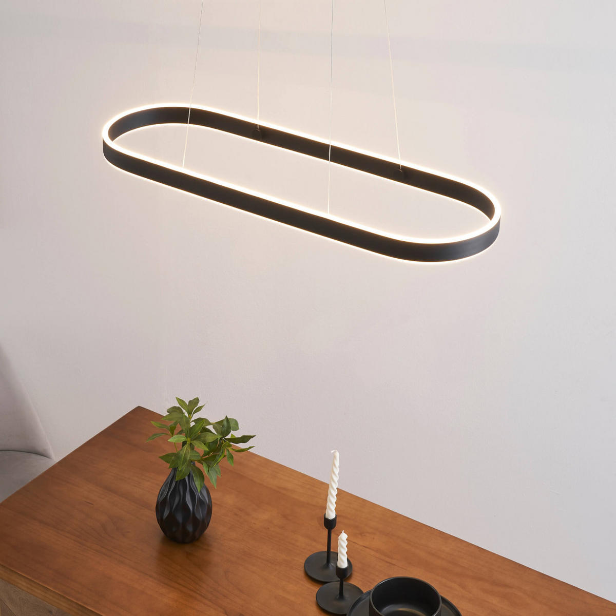HÄNGELEUCHTE Apollo, Schwarz, 120cm - Schwarz, Metall (90/30/120cm) - KOSILUM