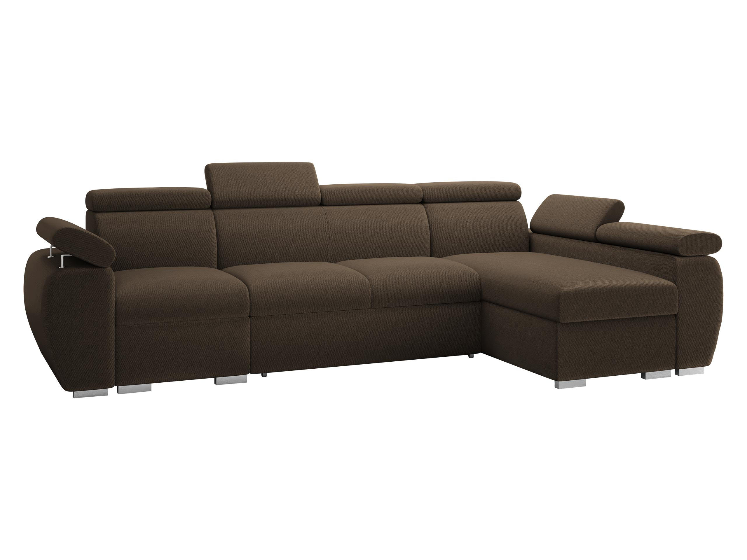 ECKSOFA Boston LCP, Seite: Rechts 1P(65)+2R+LCP - Silberfarben/Braun, Holz/Textil (320/170cm) - MIRJAN24