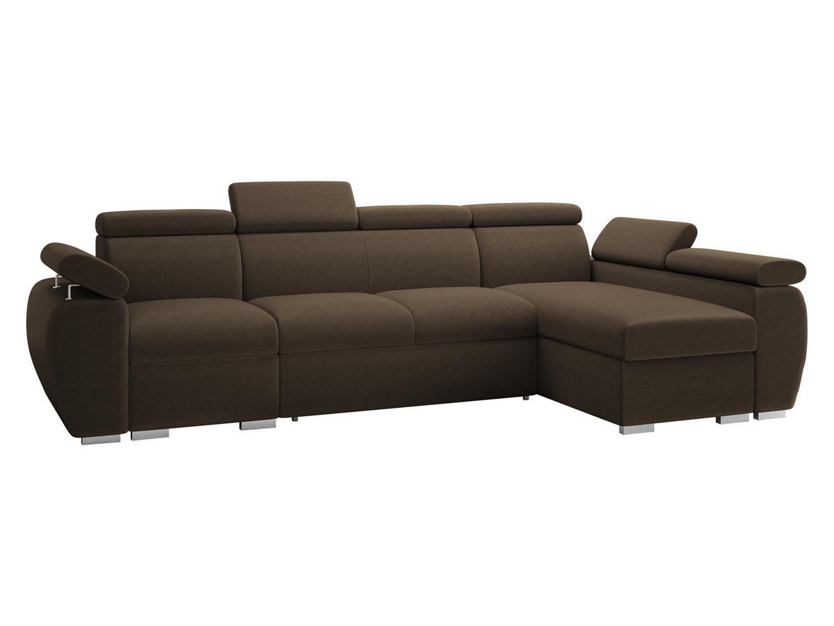 ECKSOFA Boston LCP, Seite: Rechts 1P(65)+2R+LCP - Silberfarben/Braun, Holz/Textil (320/170cm) - MIRJAN24