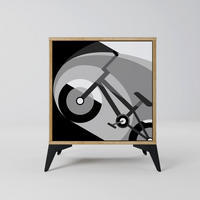 SIDEBOARD BIKE ENERGY, Eichefarben, 57,5x42x70,5 cm, Schwarze Metall-Sternfüße - Eichefarben/Multicolor, Holzwerkstoff/Metall (57.5/70.5/42cm) - SpaceRebels