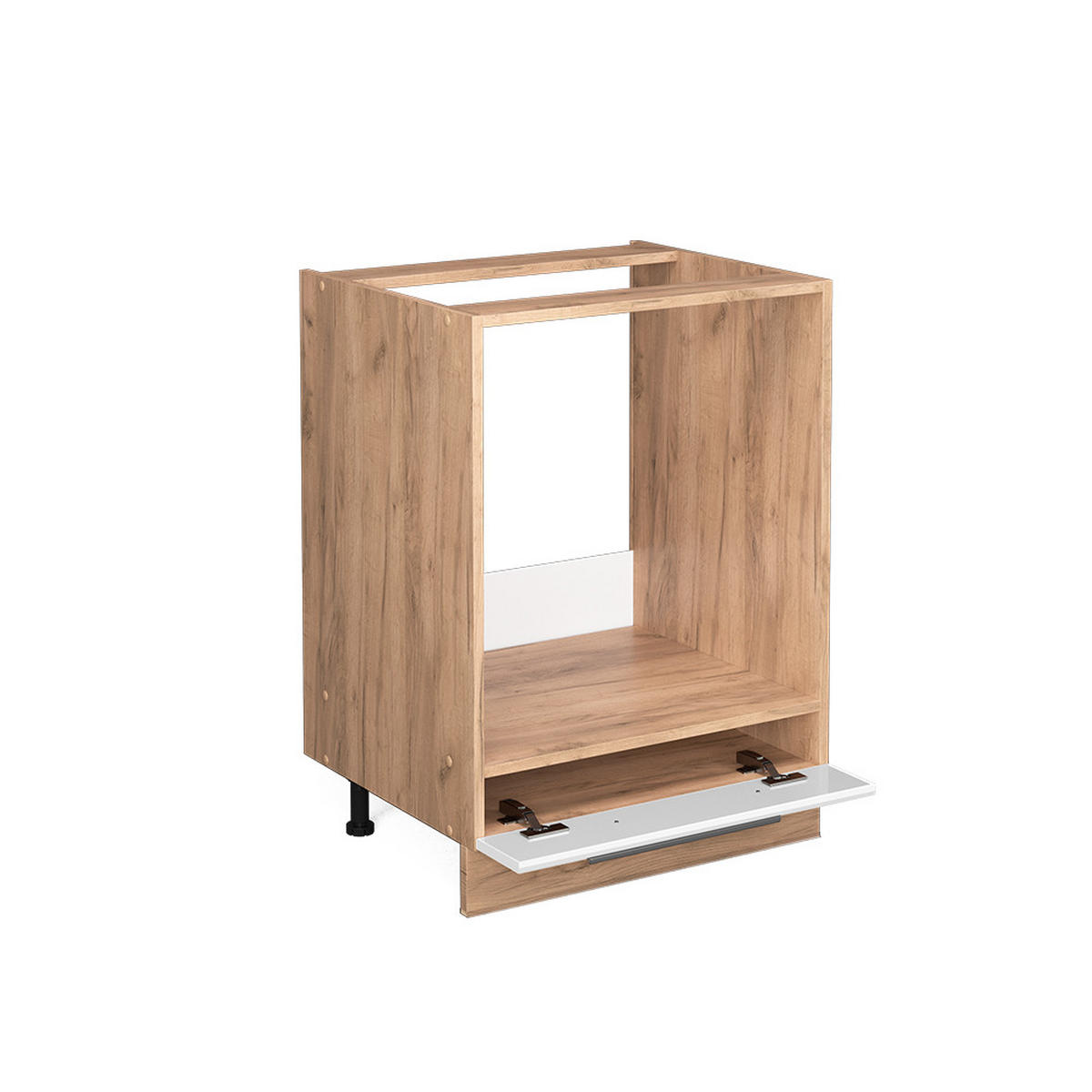 HERDUMBAUSCHRANK Fame-Line Weiß Hochglanz 60 cm, AP Eiche - Weiß Hochglanz/Eiche Wotan, Holzwerkstoff (60/82/60cm) - Vicco