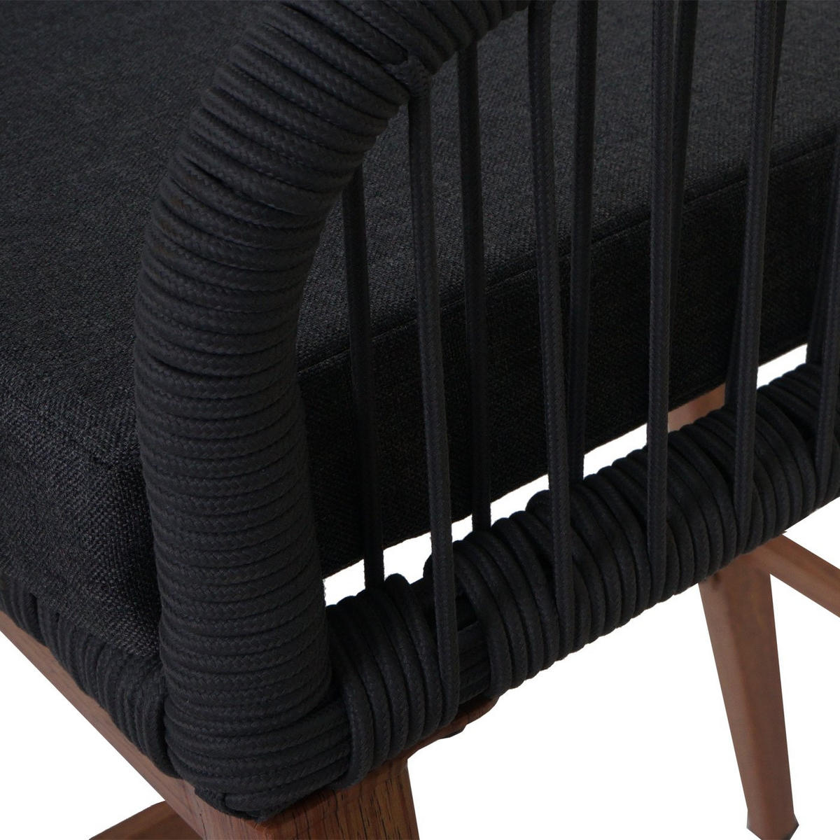 GARTENSTUHL 2er-Set HxBxT 92x51x53cm Sitzhöhe 76cm Anthrazit Kissen Dunkelgrau Seilgeflecht Metall Holz-Optik - Anthrazit, Metall (51/92/53cm) - PROREGAL