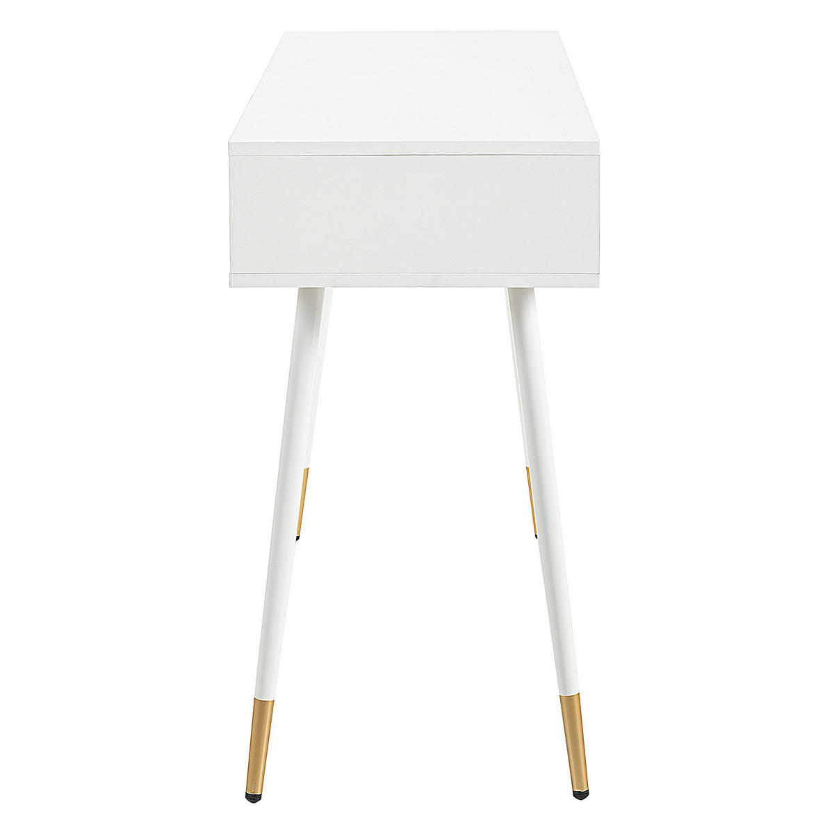 SCHMINKTISCH in Weiß mit goldenen Metallbeinen & 2 Schubladen - Weiß, Holzwerkstoff (100/76/40cm) - Urban Meuble