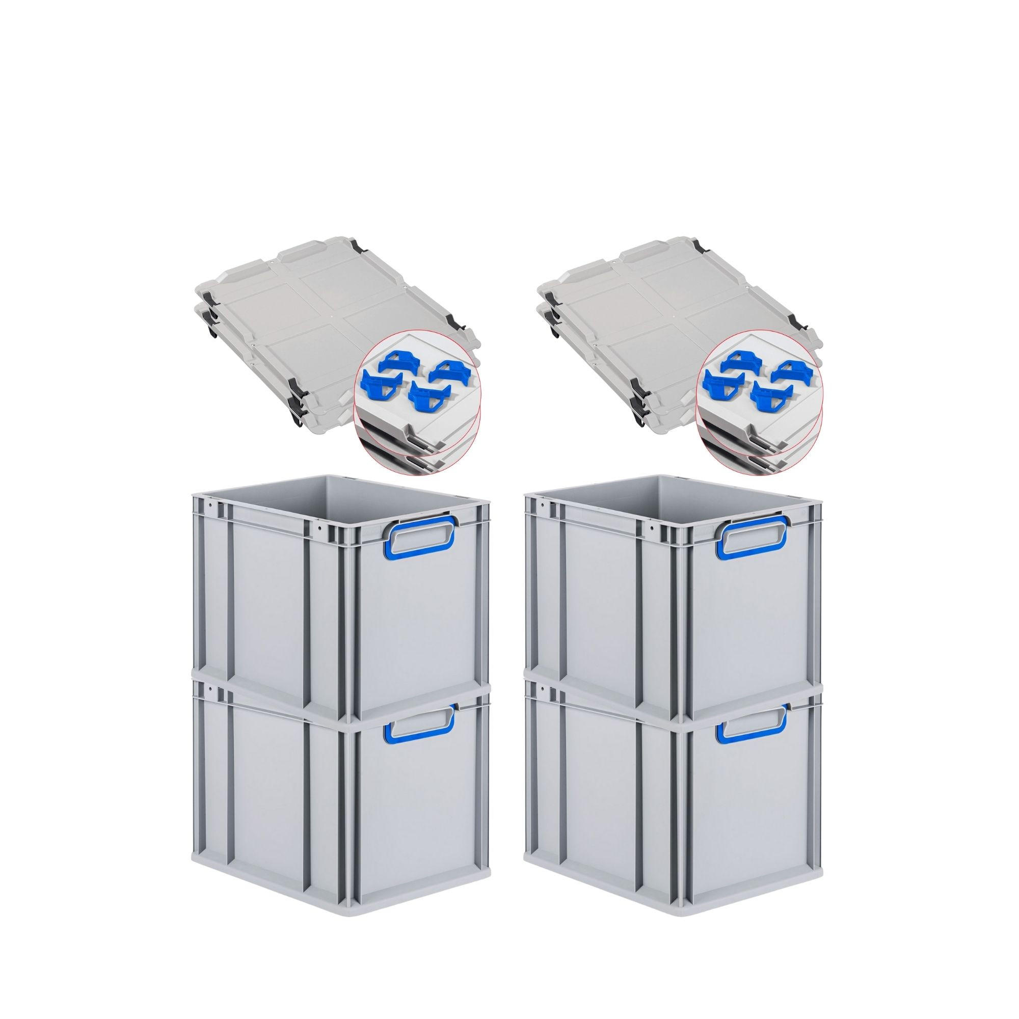 EUROBOX 4x Nextgen Color Mit Auflagedeckel 32x30x40cm Griffe Blau Geschlossen - Blau, Kunststoff (30/32/40cm) - PROREGAL