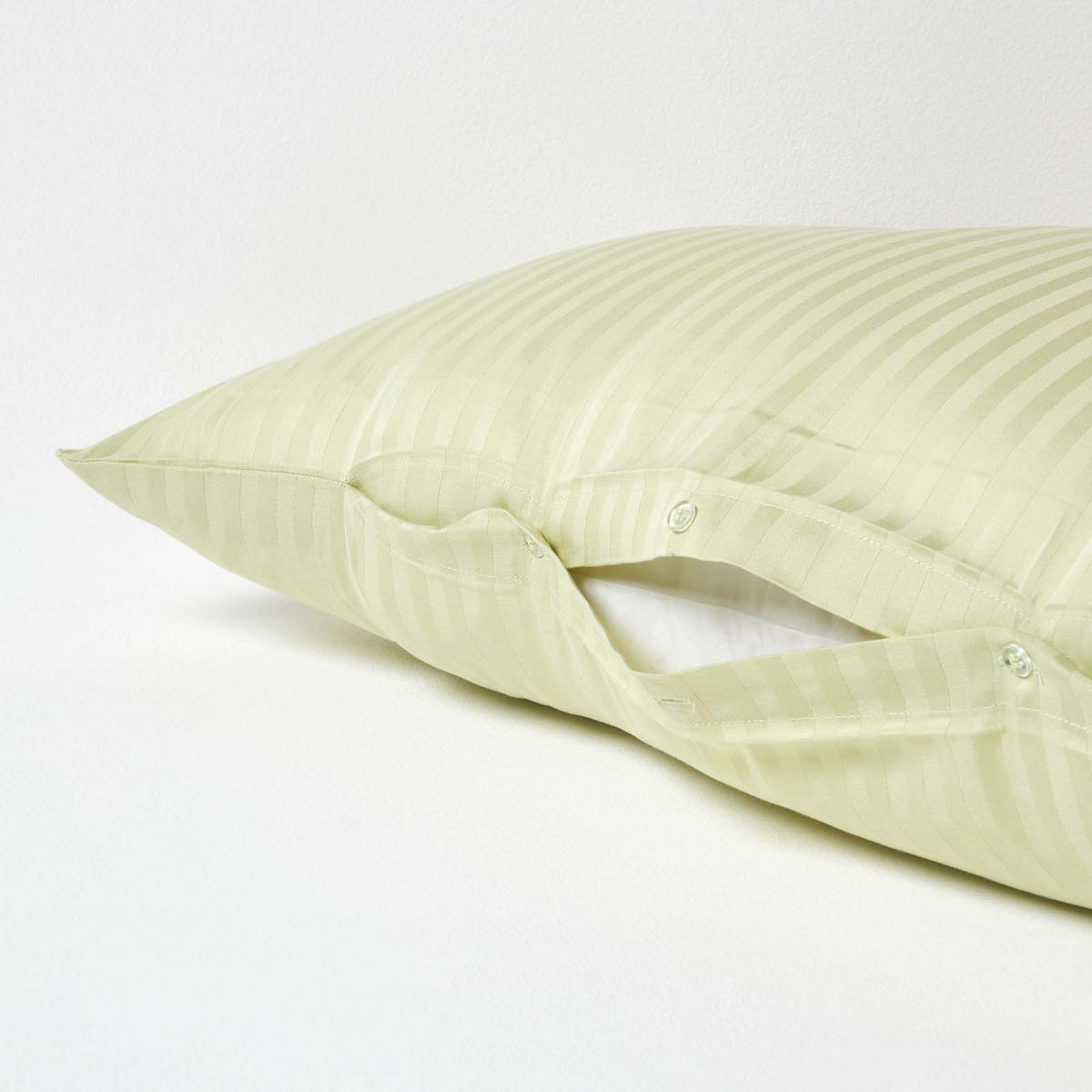 KISSENBEZUG für V-Form-Kissen, Damast-Streifen, Fadendichte 330 - Grün, Textil (38/76cm) - Homescapes