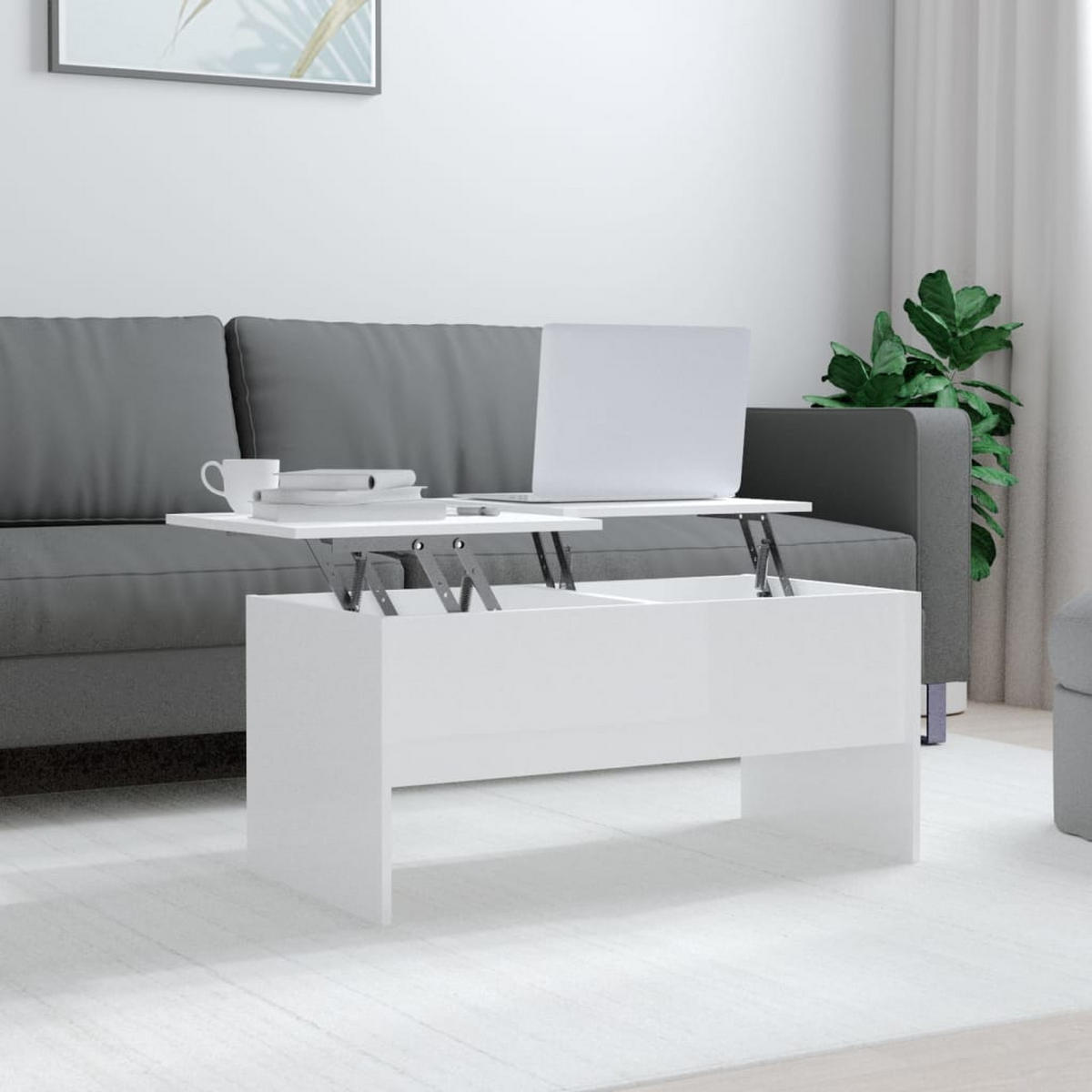 COUCHTISCH Hochglanz-Weiß 102x50,5x46,5 cm Holzwerkstoff - Weiß, Holzwerkstoff (102/50.5/46.5cm) - furnicato