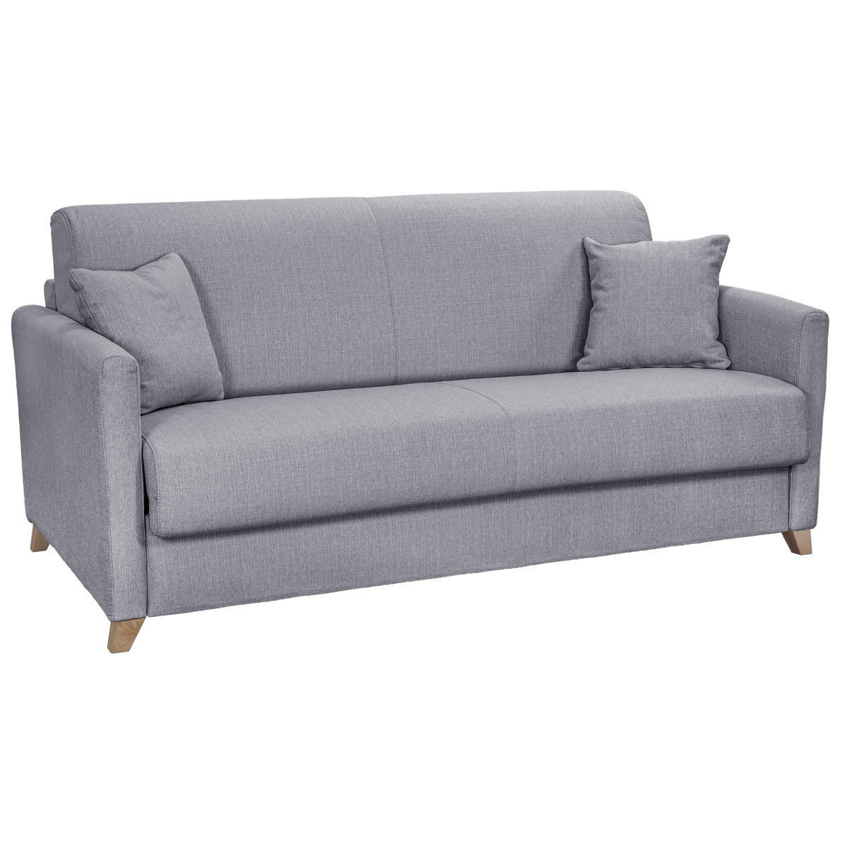 SCHLAFSOFA 3-Sitzer Skandinavisch Hellgrau Matratze 18 cm SKANDY - Hellgrau, Textil (99/92/176cm) - Miliboo
