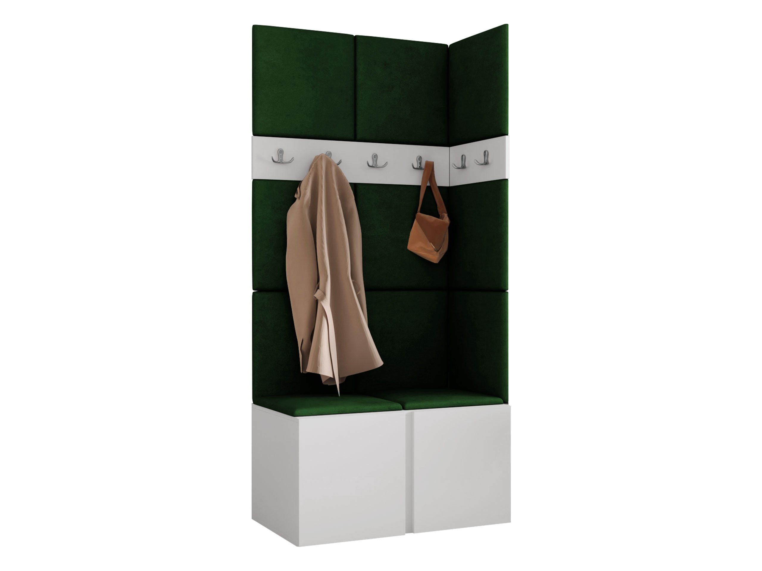 GARDEROBEN-SET Orion I - Weiß/Grün, Holzwerkstoff/Kunststoff (84/186/46cm) - MIRJAN24