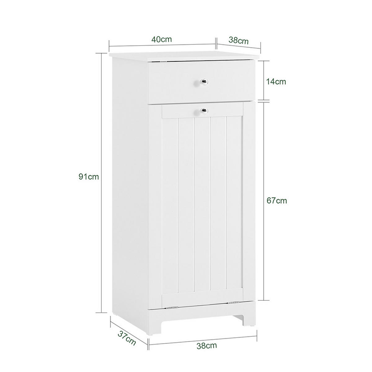 BADUNTERSCHRANK mit einer Schublade Weiß 40x38x90cm Funktional - Weiß, Holzwerkstoff (38/90/40cm) - SoBuy