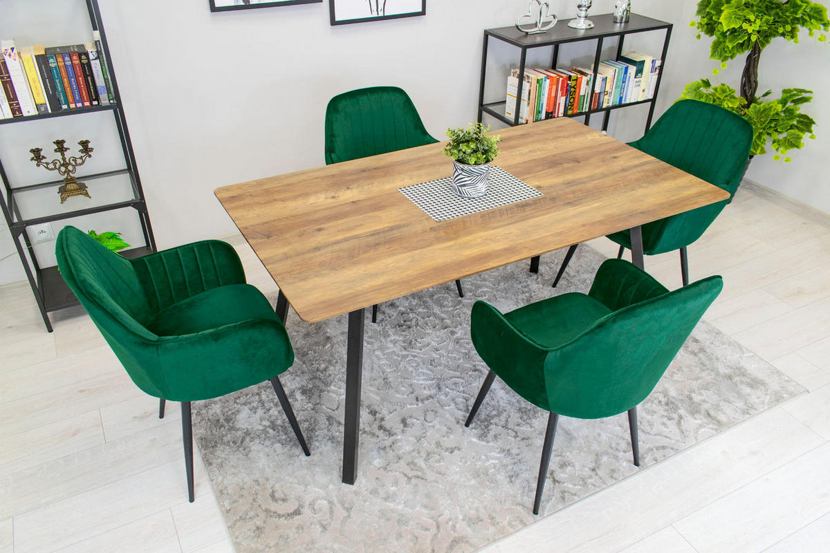 ESSZIMMERSTUHL LUGO grüner Sitz, schwarze Beine - Schwarz/Grün, Textil (57.5/86.5/56.5cm) - Valora