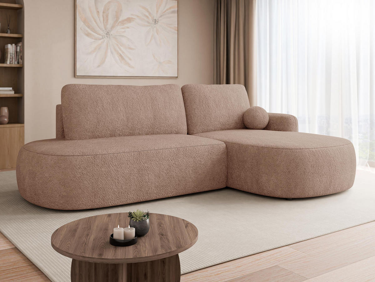 ECKSOFA Loridu O, Seite: Rechts - Schwarz/Rosa, Holz/Kunststoff (274/174cm) - MIRJAN24