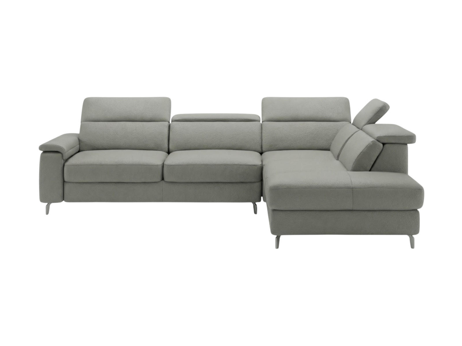 ECKSOFA Ambassador Echtleder Perlgrau - Hellgrau, Leder/Metall (272/224cm)