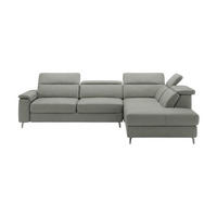 ECKSOFA Ambassador Echtleder Perlgrau - Hellgrau, Leder/Metall (272/224cm)