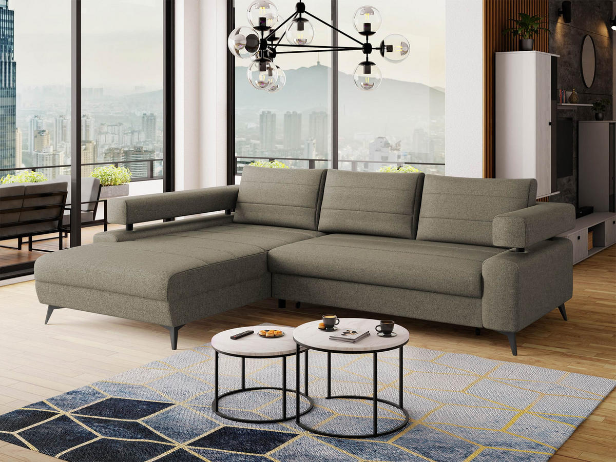 ECKSOFA Rosa, Seite: Links OT-2R - Schwarz/Braun, Holz/Textil (265/184cm) - MIRJAN24