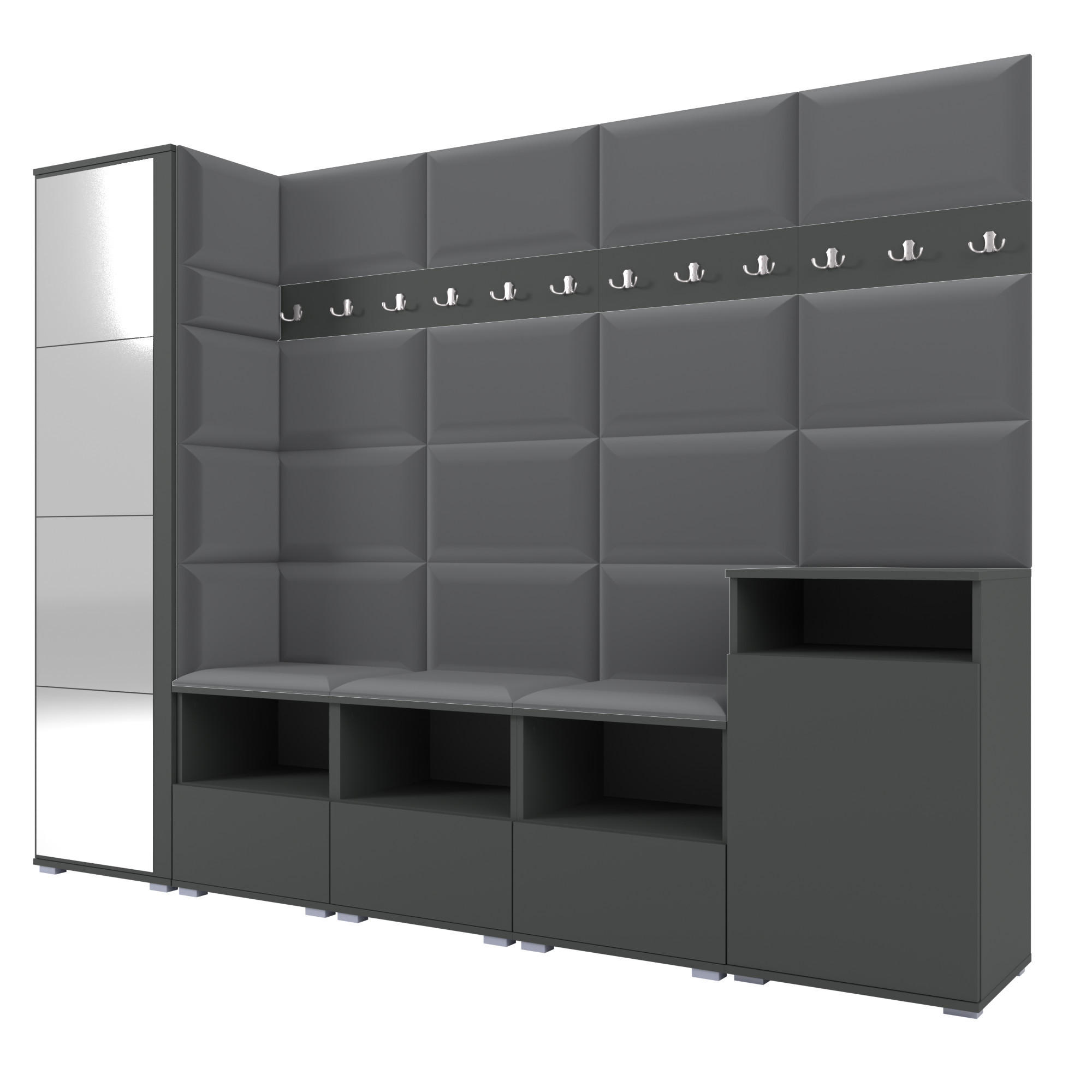 Ravio Garderobe Graphit, Dunkelgrau 250x187x40 cm