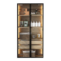 VITRINE in Naturfarbe Highboard mit Lichtleiste und Schubladen für Badezimmer, B74/T36/H155 cm - Transparent/Naturfarben, Glas/Holzwerkstoff (74/155/36cm) - STILVORA