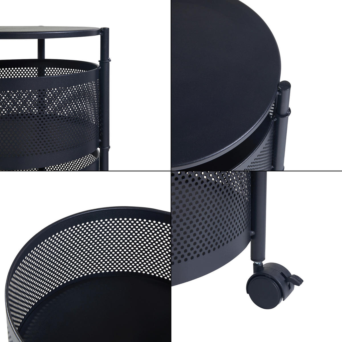 ROLLWAGEN Steigen - Schwarz, Metall (33/59.5/33cm) - [en.casa]