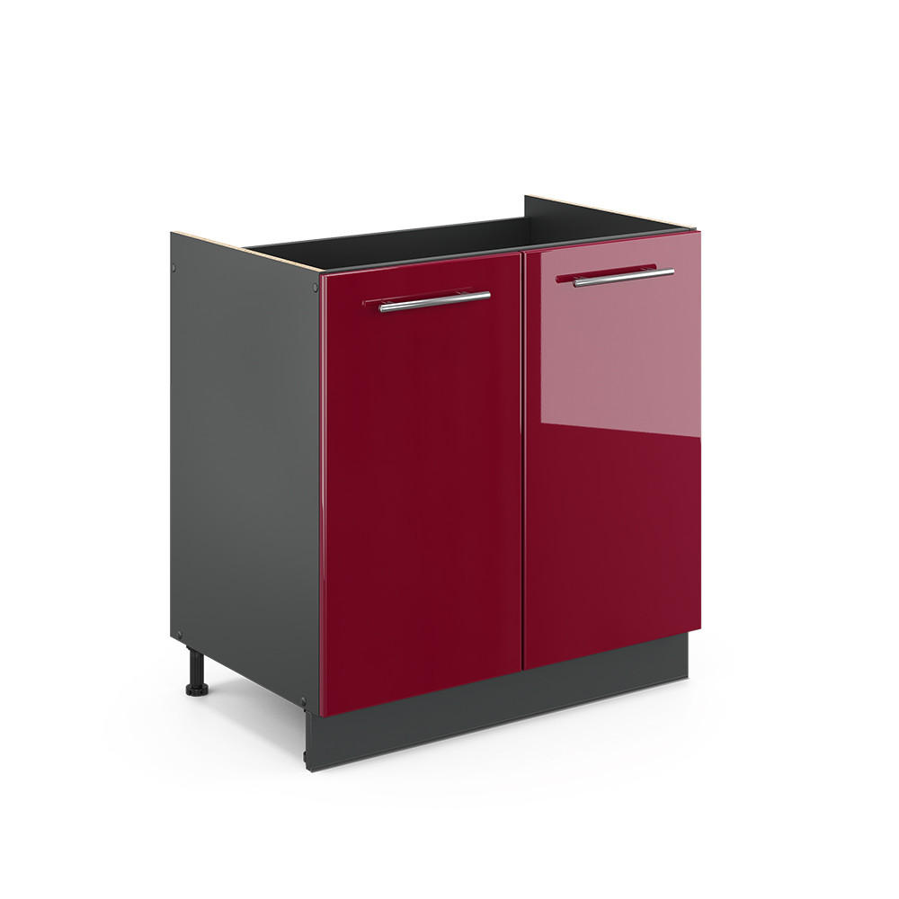 SPÜLENUNTERSCHRANK Fame-Line Bordeaux Hochglanz 80 cm ohne AP - Bordeaux/Anthrazit, Holzwerkstoff (80/82/51.6cm) - Vicco