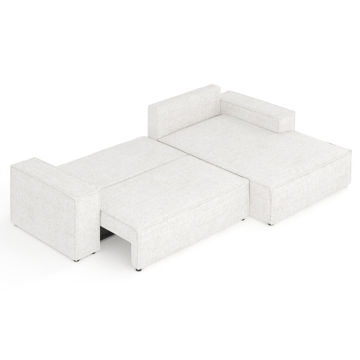 ECKSOFA TAURI mit Schlaffunktion Creme im Neve Stoff - Creme/Schwarz, Holz/Holzwerkstoff (294/185cm) - AltaBeds