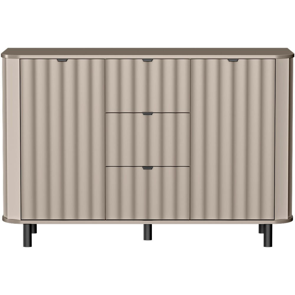 KOMMODE Nevada mit drei Schubladen 138 cm Taupe - Taupe/Schwarz, Holzwerkstoff/Metall (138/91/41cm) - Beautysofa