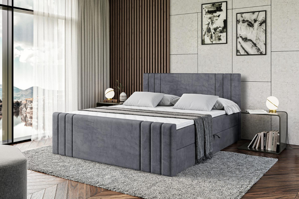 BOXBETT CELESTIA-Z - 160x200 cm - H3 - Dunkelgrau - Dunkelgrau, Holzwerkstoff (160/200cm) - ALTDECOR