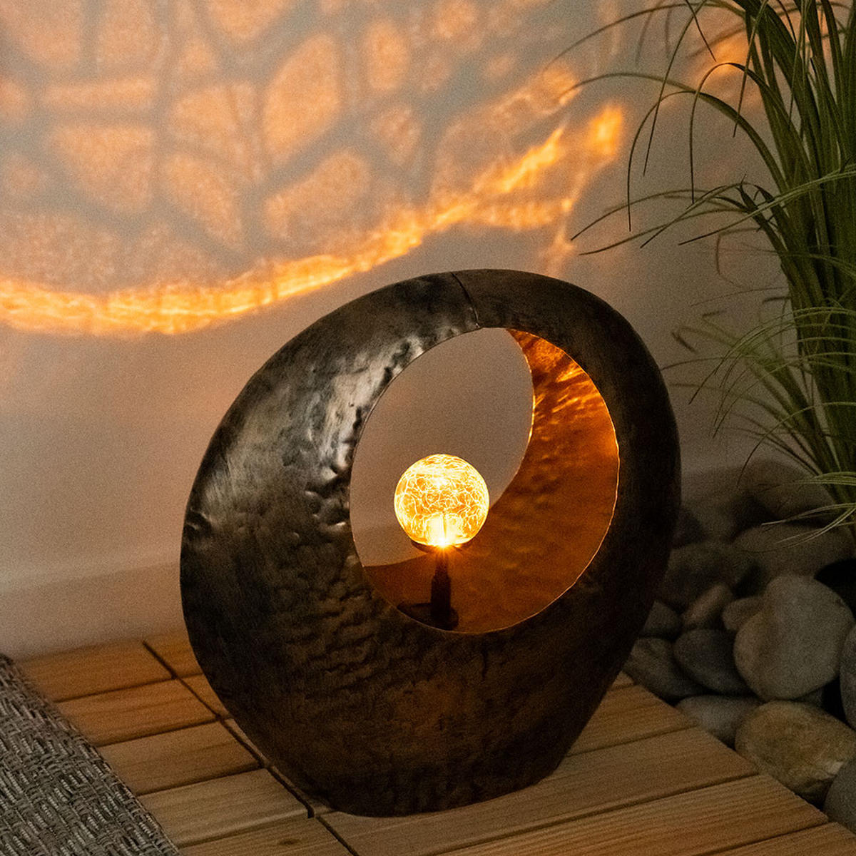 LED AUSSENLEUCHTE Solarlampe Messing - Messingfarben, Glas (35/13.5/37cm) - Globo Lighting