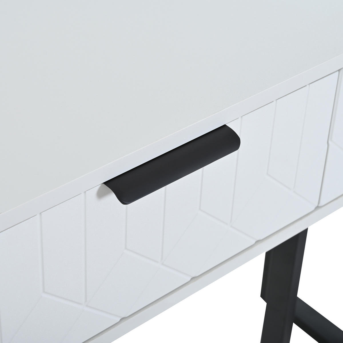 KONSOLENTISCH mdf in weiß & schwarz mit metallgestell, 3 schubladen & verstellbare fußpolster - Weiß, Holzwerkstoff (36/120/80cm) - Urban Meuble
